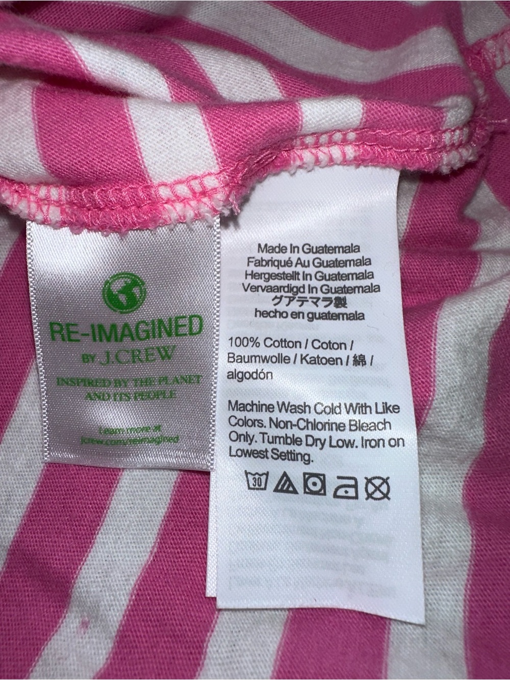J.Crew Factory Striped Pink & White T-shirt Dress with Navy Trim ladies large - Picture 3 of 5